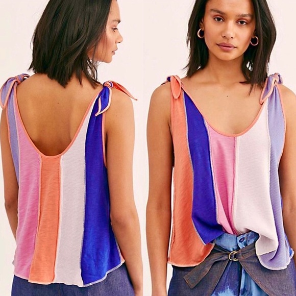 Free People Tops - 🌺🎉HP🎉🌺 NWT Free People Carousel Stripe Tie Shoulder Top